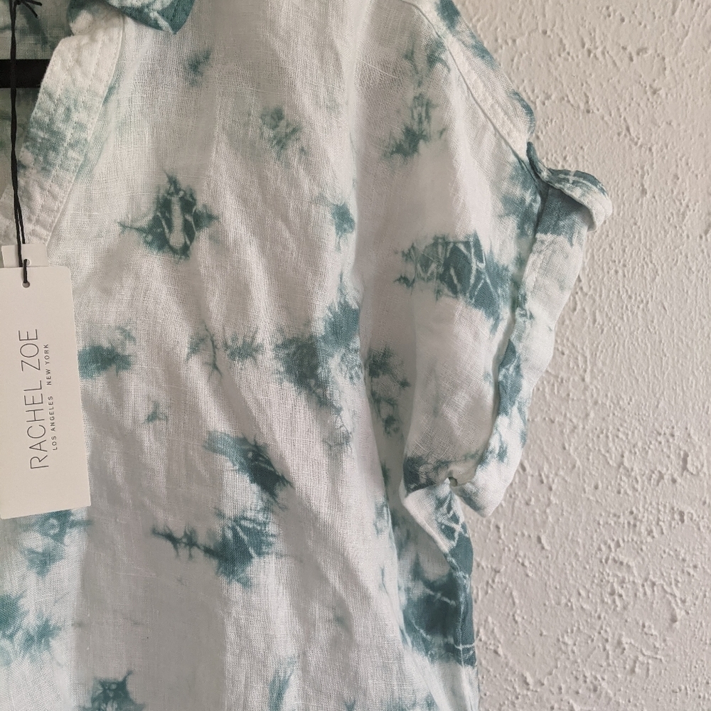 NWT Rachel Zoe Tie Dye Linen Top - Picture 7 of 8